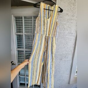 Drew Linen Striped Multicolor Jumpsuit S